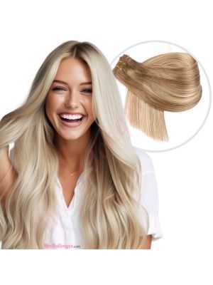 Blond Foncé Balayage Cousues Cheveux Naturels