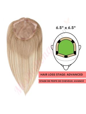 Blond Foncé Balayage Volumateur (Topper) Perte De Cheveux Couverture Complète  (Dimensions: 6.5 pouces x 6.5 pouces) Cheveux Remy Hair