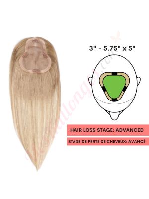 Blond Foncé Balayage Volumateur (Topper) Perte De Cheveux Sur La Séparation De Cheveux Large Couverture (Dimensions: 3 pouces - 5.75 pouces x 5 pouces) Cheveux Remy Hair