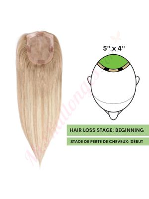 Blond Foncé Balayage Volumateur (Topper) Perte De Cheveux Sur La Couronne (Dimensions: 5 pouces x 4 pouces) Cheveux Remy Hair