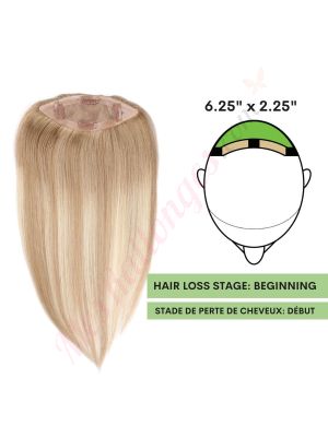 Blond Foncé Balayage Volumateur (Topper) Perte De Cheveux Pour La Couronne Complète (Dimensions: 6.5 pouces x 2.25 pouces) Cheveux Remy Hair