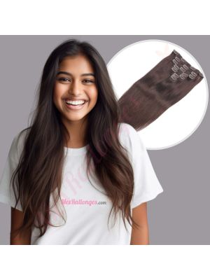 Brun Foncé #2 À Clips Cheveux Synthétiques  [VENTE FINALE]