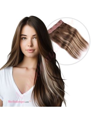 Brun Foncé & Balayage Blond Fil Invisible Cheveux Naturels