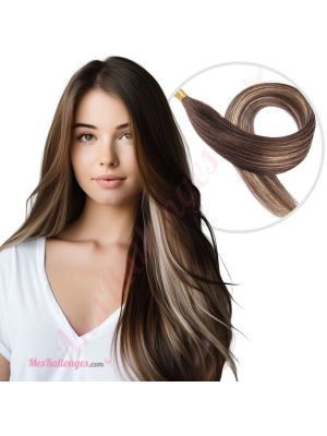 Brun Foncé & Balayage Blond Nano-Rings Cheveux Naturels