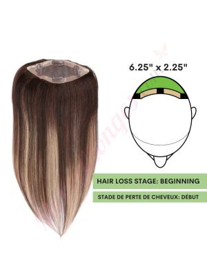 Balayage Ombré Volumateur (Topper) Perte De Cheveux Pour La Couronne Complète (Dimensions: 6.5 pouces x 2.25 pouces) Cheveux Remy Hair
