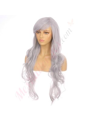 DM1611035-v4 Gris Perruque Extra Longue Cheveux Synthétiques avec Toupet  [VENTE FINALE]