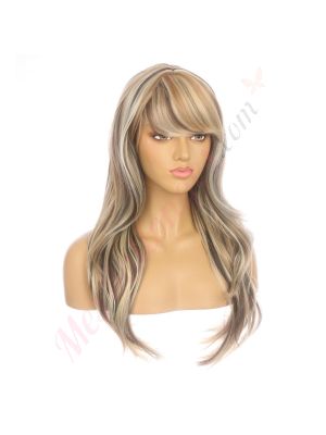 DM1810700-v4 Méché Blond et Brun  Perruque Longue Cheveux Synthétiques avec Toupet [VENTE FINALE]