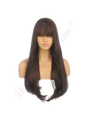 DM1810750-v4 Brun Perruque Longue Cheveux Synthétiques avec Toupet  [VENTE FINALE]