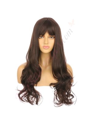 DM1810756-v4 Brun Perruque Longue Cheveux Synthétiques avec Toupet  [VENTE FINALE]