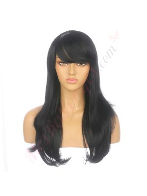 DM1810770-v4 Noir Perruque Longue Cheveux Synthétiques avec Toupet  [VENTE FINALE]