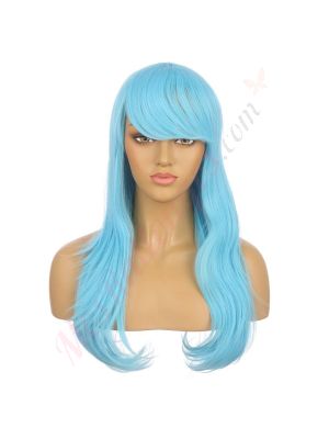 DM1810773-v4 Bleu Éléctrique Perruque Longue Cheveux Synthétiques avec Toupet [VENTE FINALE]