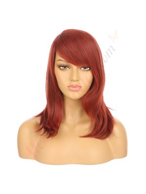DM1810887-v4 Rouge Doux Perruque Courte Cheveux Synthétiques avec Toupet  [VENTE FINALE]