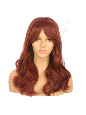 DM1810908-v4 Auburn Brun Perruque Longue Cheveux Synthétiques avec Toupet [VENTE FINALE]