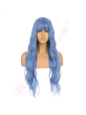 DM1810941-v4 Blue Perruque Longue Cheveux Synthétiques avec Toupet  [VENTE FINALE]