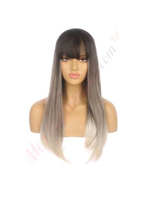 DM2031258-v4 Ombré Blond Cendré Perruque Longue Cheveux Synthétiques avec Toupet  [VENTE FINALE]