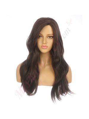 DM2031270-v4 Brun Perruque Longue Cheveux Synthétiques avec Toupet  [VENTE FINALE]