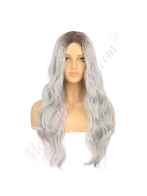 DM2031276-v4 Ombré Gris Perruque Longue Cheveux Synthétiques  [VENTE FINALE]