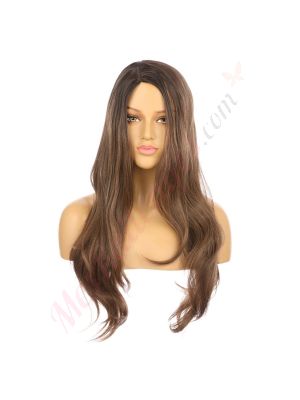 DM2031279-v4 Brun Moyen Perruque Longue Cheveux Synthétiques  [VENTE FINALE]