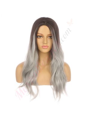 DM2031288-v4 Ombré Gris Perruque Longue Cheveux Synthétiques [VENTE FINALE]