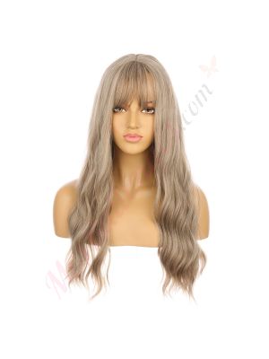 DM2031304-v4 Blond Foncé Cendré Perruque Longue Cheveux Synthétiques avec Toupet  [VENTE FINALE]
