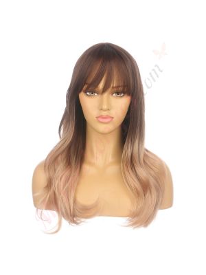DM2031311-v4 Ombré Brun Pâle Perruque Longue Cheveux Synthétiques avec Toupet  [VENTE FINALE]