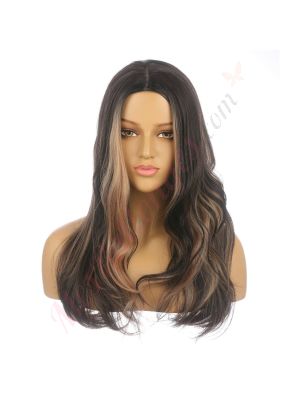 DM2031316-v4 Brun Balayage Perruque Longue Cheveux Synthétiques  [VENTE FINALE]