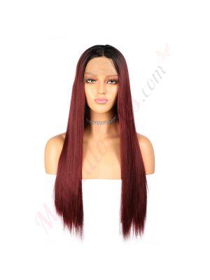 G1901657 - Perruque Longue Cheveux Synthétique Bourgogne [Vente Finale]