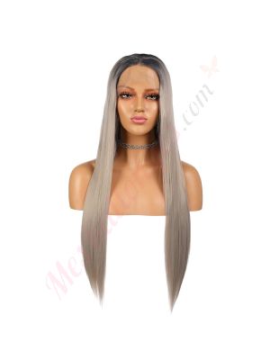 G1904810 - Perruque Longue Cheveux Synthétique Grise Ombrée [Vente Finale]