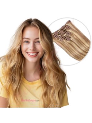Brun Miel & Blond Cendré #12/24 À Clips Cheveux Naturels