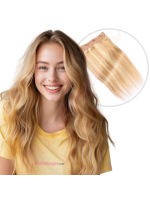 Brun Miel & Blond Cendré #12/24 Fil Invisible Cheveux Naturels