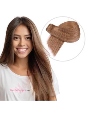 Brun Pâle #8 Cousues Cheveux Naturels