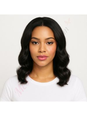 Mia - Perruque Courte 14 Pouces Cheveux Humains Naturels Remy Hair #1b Noir Naturel 