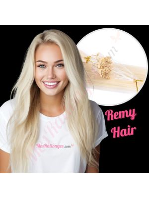 Blond Platinum Micro-Billes Cheveux Remy