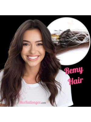 Brun Foncé #2 Micro-Billes Cheveux Remy