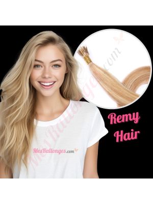 Brun Miel & Blond Cendré #12/24 Nano-Rings Cheveux Remy