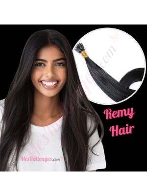 Noir Foncé #1 Nano-Rings Cheveux Remy