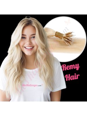 Blond Platine #613 Nano-Rings Cheveux Remy