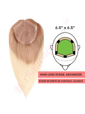 Blond Cendré Ombré Volumateur (Topper) Perte De Cheveux Pour La Couronne Complète (Dimensions: 6.5 pouces x 2.25 pouces) Cheveux Remy Hair