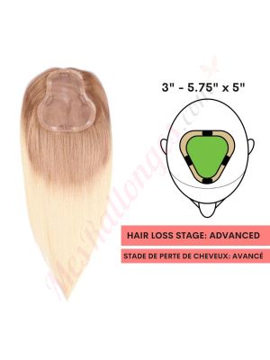 Blond Cendré Ombré Volumateur (Topper) Perte De Cheveux Sur La Séparation De Cheveux Large Couverture (Dimensions: 3 pouces - 5.75 pouces x 5 pouces) Cheveux Remy Hair