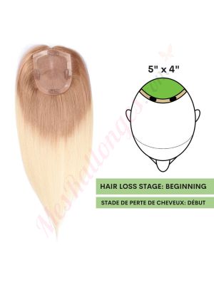 Blond Cendré Ombré Blond Pâle Ombré Volumateur (Topper) Perte De Cheveux Sur La Couronne (Dimensions: 5 pouces x 4 pouces) Cheveux Remy Hair