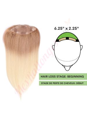 Blond Cendré Ombré Volumateur (Topper) Perte De Cheveux Pour La Couronne Complète (Dimensions: 6.5 pouces x 2.25 pouces) Cheveux Remy Hair