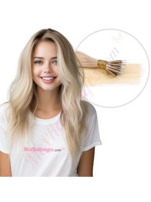 Blond Cendré Ombré Nano-Rings Cheveux Naturels