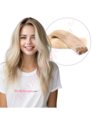 Blond Cendré Ombré Cousues Cheveux Naturels