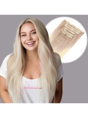 Blond Cendré Ombré À Clips Cheveux Synthétiques [VENTE FINALE]