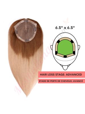 Blond Ombré Volumateur (Topper) Perte De Cheveux Couverture Complète  (Dimensions: 6.5 pouces x 6.5 pouces) Cheveux Remy Hair