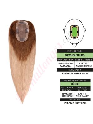 Blond Ombré Volumateur (Topper) Perte De Cheveux Sur La Séparation De Cheveux (Dimensions: 2.75 pouces x 5 pouces) Cheveux Remy Hair