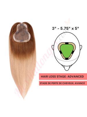Blond Ombré Volumateur (Topper) Perte De Cheveux Sur La Séparation De Cheveux Large Couverture (Dimensions: 3 pouces - 5.75 pouces x 5 pouces) Cheveux Remy Hair