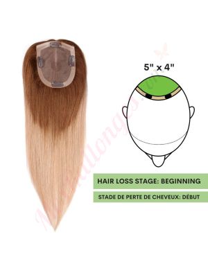 Blond Ombré Volumateur (Topper) Perte De Cheveux Sur La Couronne (Dimensions: 5 pouces x 4 pouces) Cheveux Remy Hair