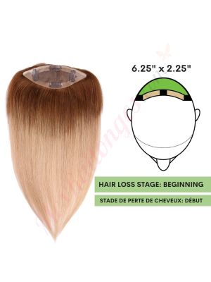 Blond Ombré Volumateur (Topper) Perte De Cheveux Pour La Couronne Complète (Dimensions: 6.5 pouces x 2.25 pouces) Cheveux Remy Hair