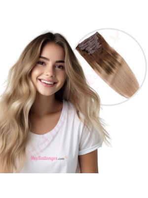 Blond Ombré À Clips Cheveux Naturels